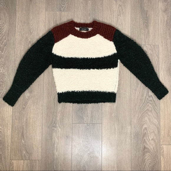 Isabel Marant Owel Colour Block Knit Sweater Ecru & Bottle Green Size US 34 - Picture 2 of 15